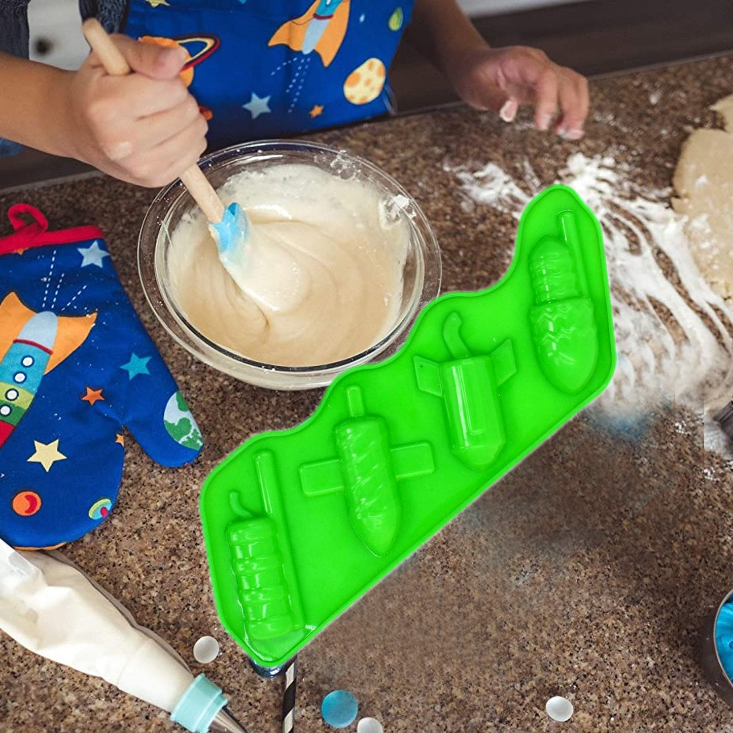 4883 4cav Rocket Choc Bar Flexible Silicone Mold Candy Chocolate Cake Jelly Mould