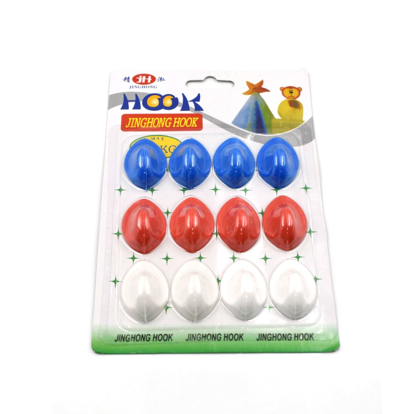 4842 12Pc Plastic Adhesive Hooks For Placing On Wall Surfaces In Order To Hang Various Stuffs And Items.