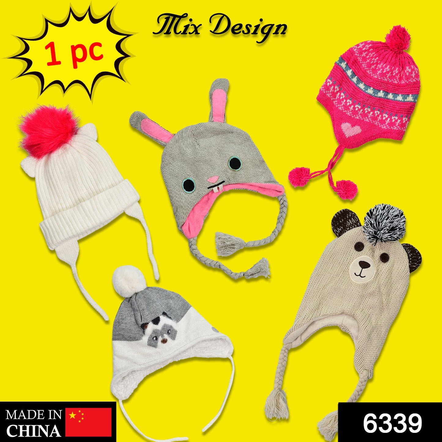 6339 MIX WOOLEN THREAD MEN'S AND WOMEN'S ADULT WINTER CAP