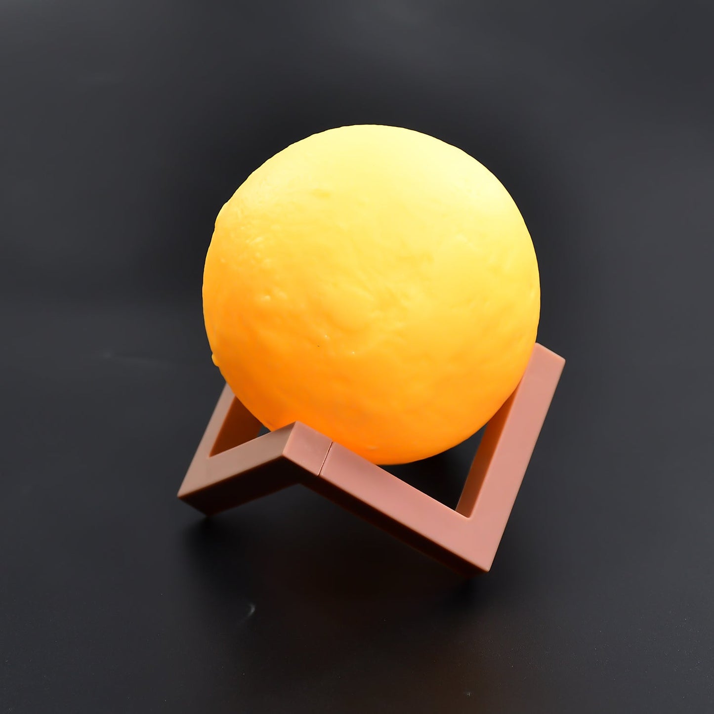 6273 Moon Night Lamp Yellow Colors Changing Touch Sensor with Wooden Stand Night Lamp for Bedroom