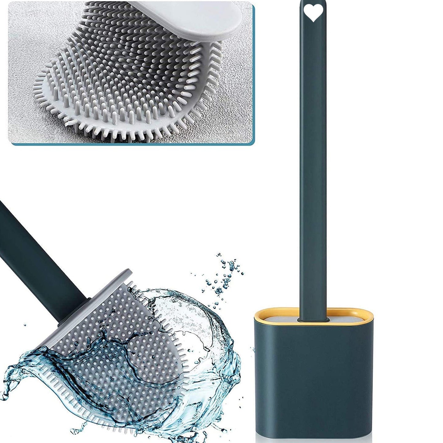 1410A Silicone Toilet Brush with Holder Stand for Bathroom Cleaning