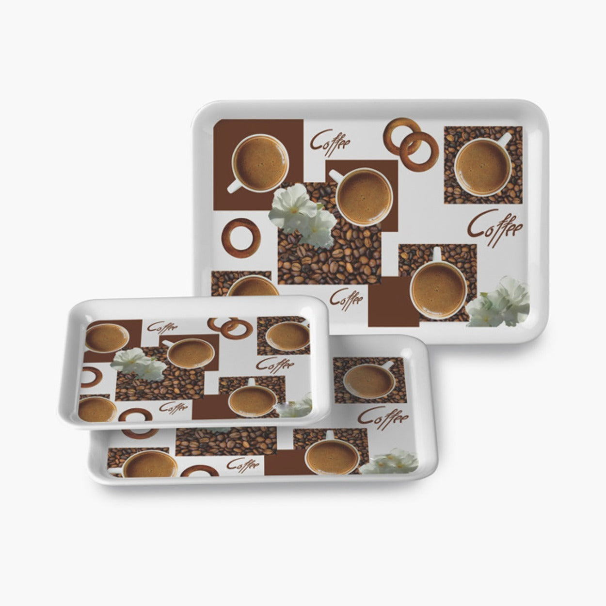 2292 Serving Tray Set (Pack of 3 Pcs) (Small, Medium, Large) (Multicolour)