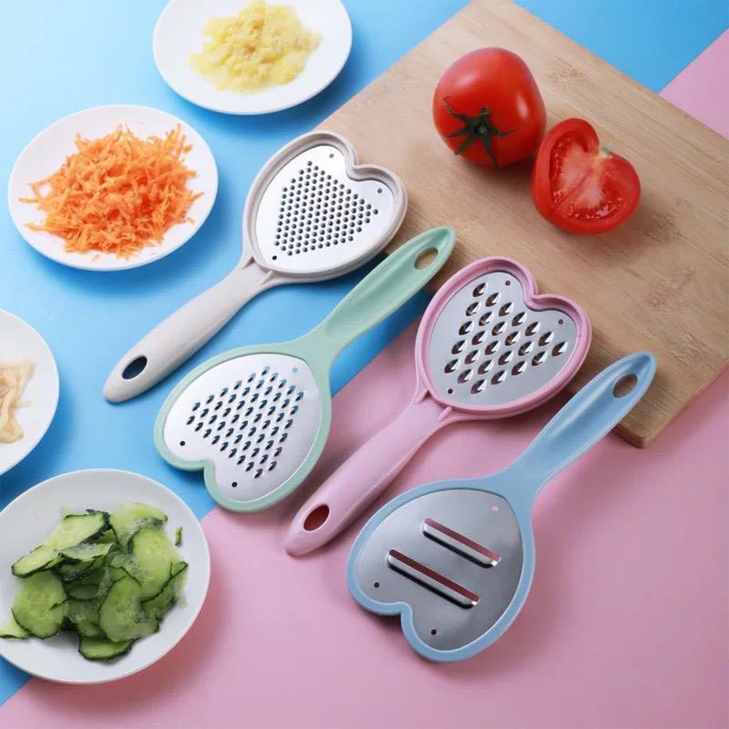 2587 Heart Grater Set and Heart Grater Slicer Used Widely for Grating and Slicing of Fruits, Vegetables, Cheese Etc. Including All Kitchen Purposes. 