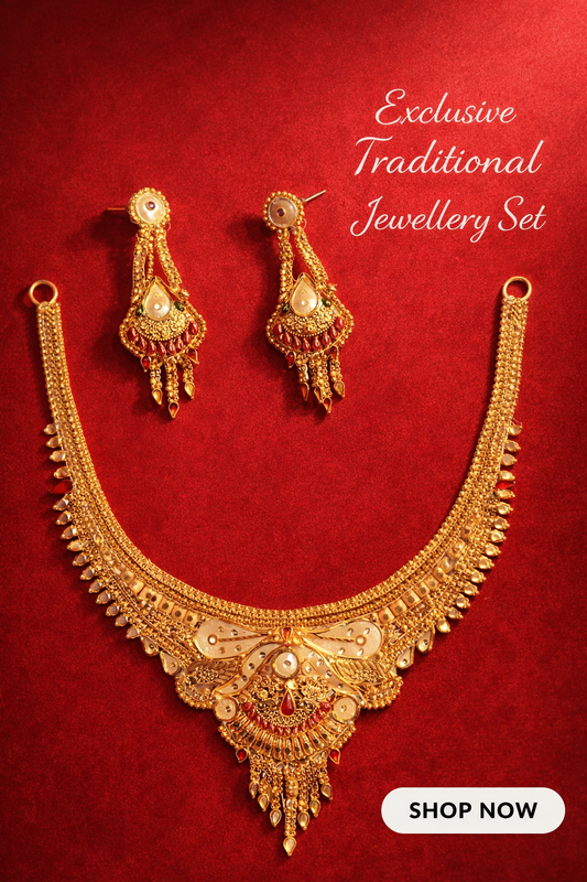 ✨2 gram gold Glamorous Gold Plated Necklace Set -LIKE ORIGINAL GOLD✨ (1 YEAR NEW COLOUR WARRENTY)✨