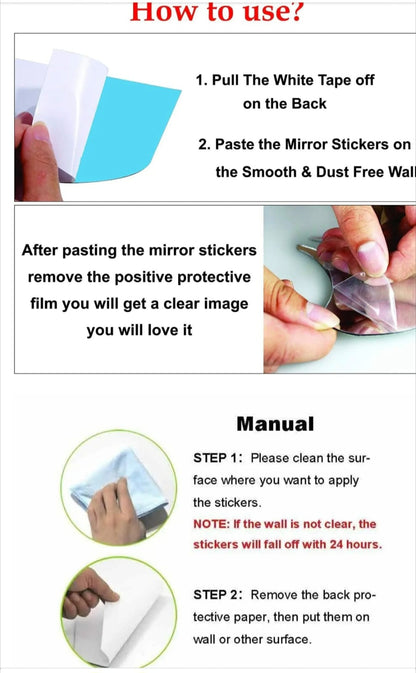 FREE SHIPING 3D Mirror Self-Adhesive Transform Your Walls: Shatterproof 3D Mirror Tiles with Style(PACK OF 2 PIECE )100% Safe delivery