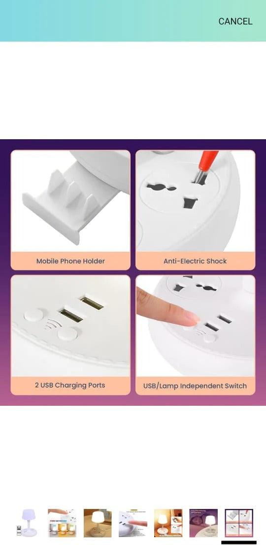 MORADIYA FRESH (LABEL) 7 in 1 Bedside Table USB Plug in Small Table Lamp with Phone Holder, Extension Outlet Portsm Mobile Chargers, Creative Desktop USB Socket Eye Protection Desk Lamp 60% off