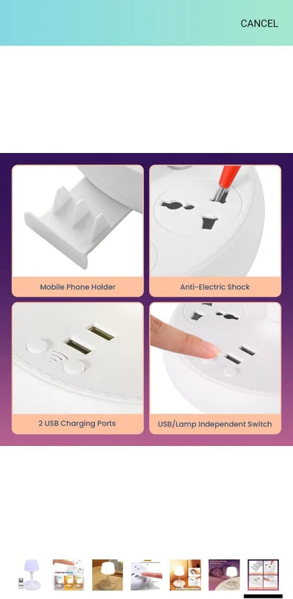 MORADIYA FRESH (LABEL) 7 in 1 Bedside Table USB Plug in Small Table Lamp with Phone Holder, Extension Outlet Portsm Mobile Chargers, Creative Desktop USB Socket Eye Protection Desk Lamp 60% off