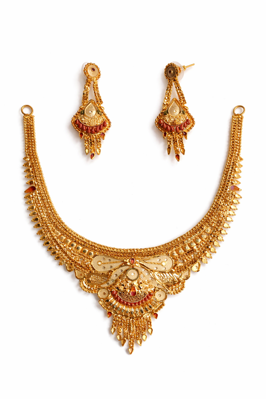 ✨2 gram gold Glamorous Gold Plated Necklace Set -LIKE ORIGINAL GOLD✨ (1 YEAR NEW COLOUR WARRENTY)✨